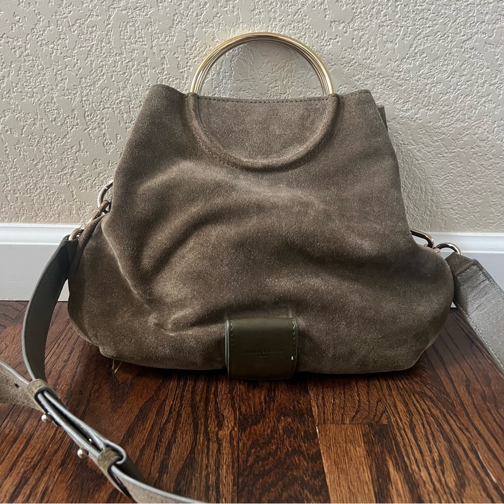 LIEBESKIND Berlin Ravenna Amal Olive Green Gold Ring Handle Cross body Bag Purse - Picture 8 of 16